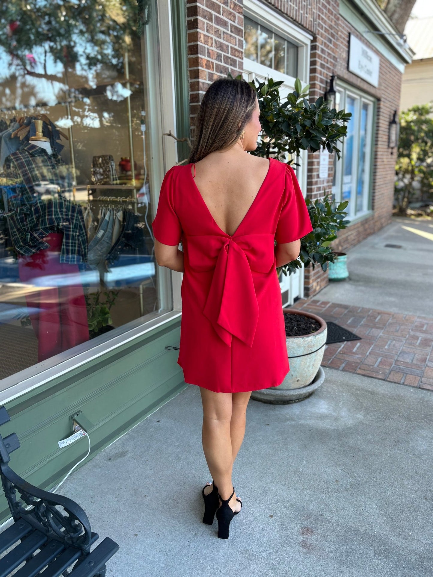 Urania Bow Shift Mini Dress - Red - KJ Clothier