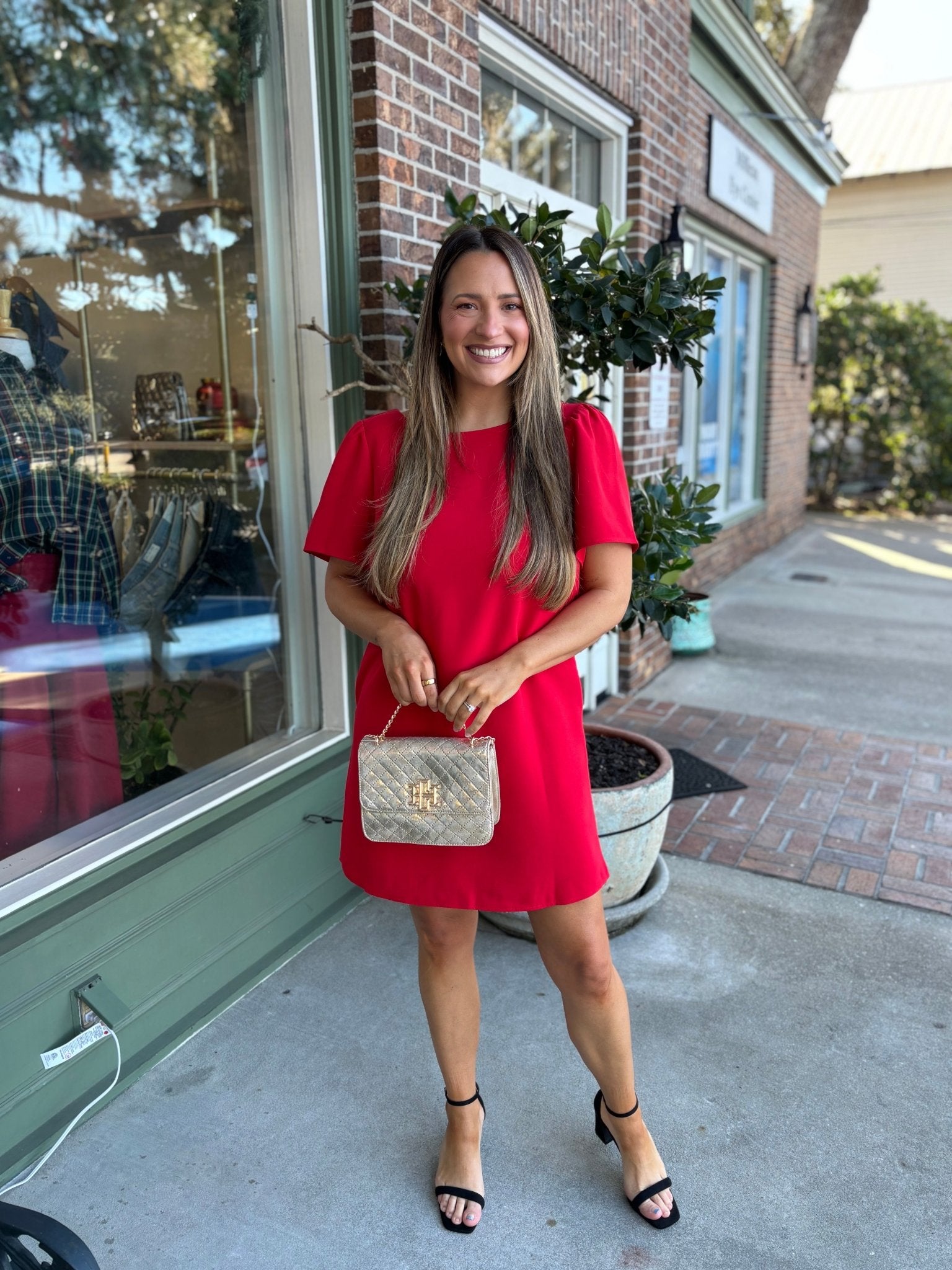 Urania Bow Shift Mini Dress - Red - KJ Clothier