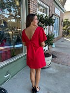 Urania Bow Shift Mini Dress - Red - KJ Clothier