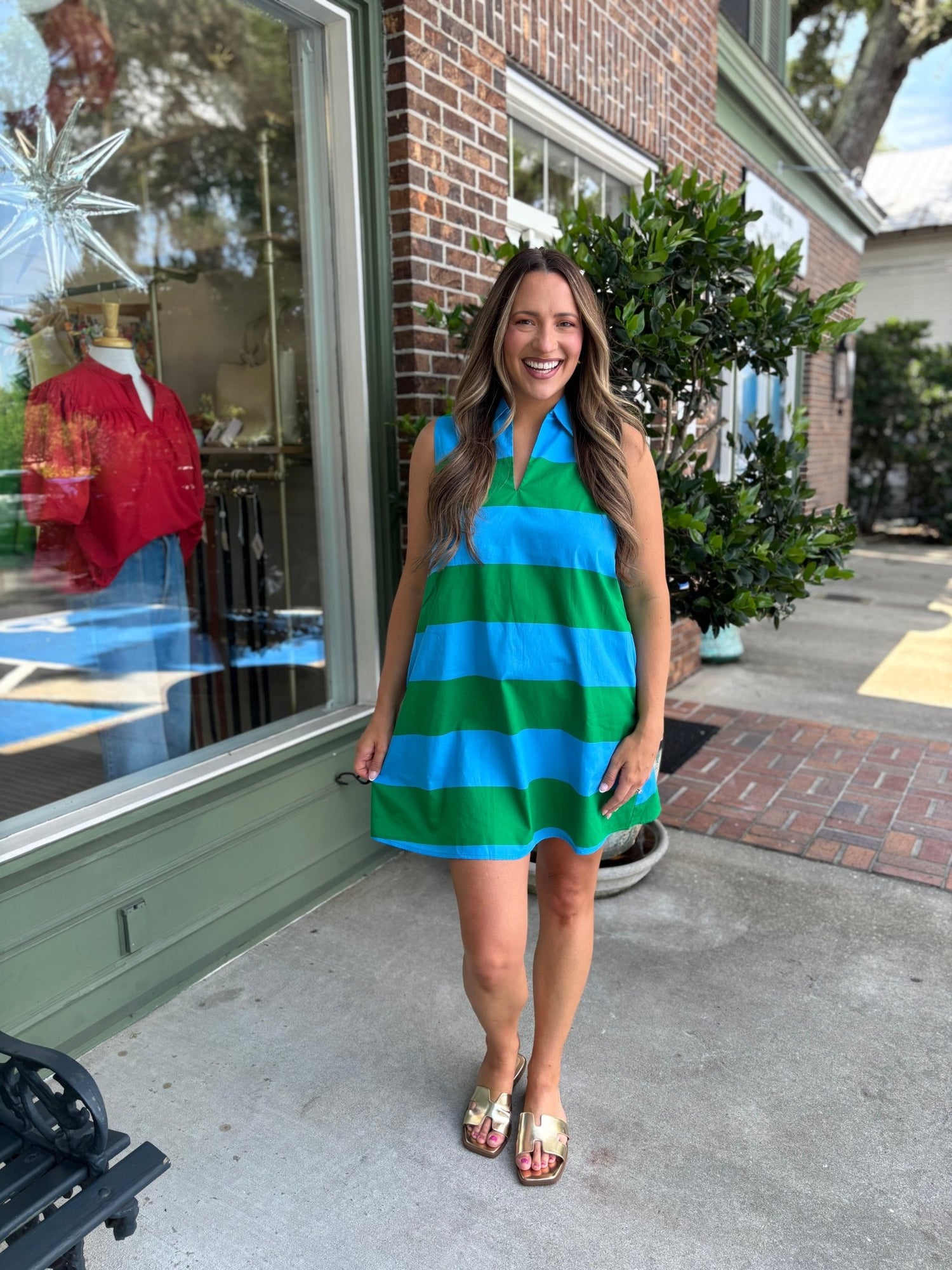 Valdy Striped Lexya Collared Shift Mini Dress - KJ Clothier