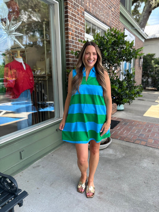 Valdy Striped Lexya Collared Shift Mini Dress - KJ Clothier
