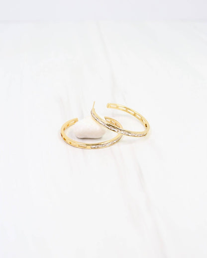 Westfield CZ Lined Hoop Earring - Gold - KJ Clothier