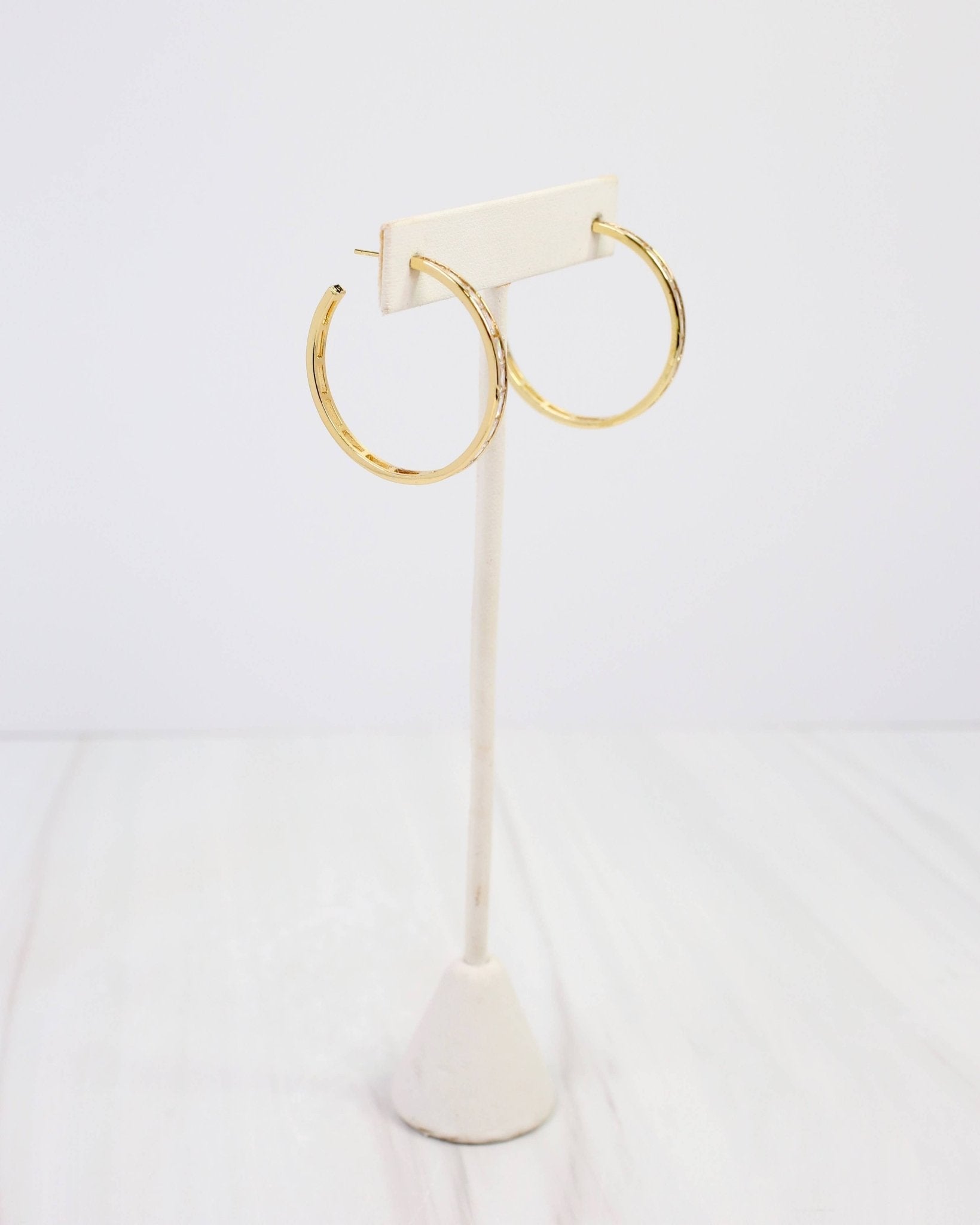 Westfield CZ Lined Hoop Earring - Gold - KJ Clothier