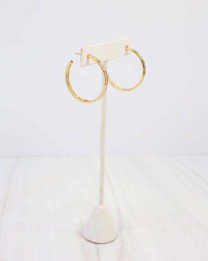 Westfield CZ Lined Hoop Earring - Gold - KJ Clothier
