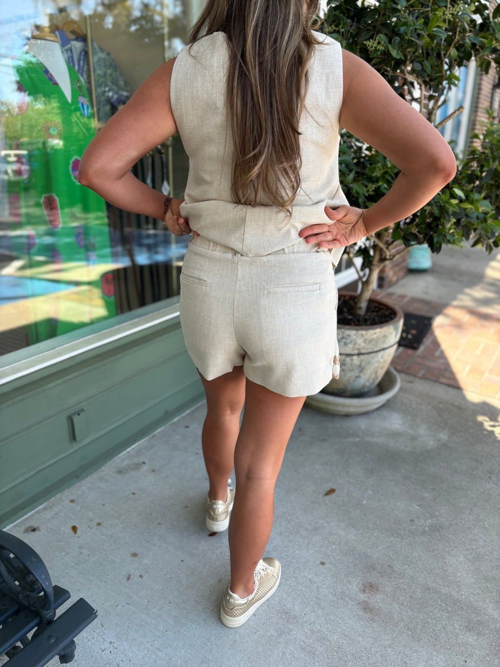 Whipstitch Crochet Embroidery Linen Wrap Skort - Oatmeal - KJ Clothier