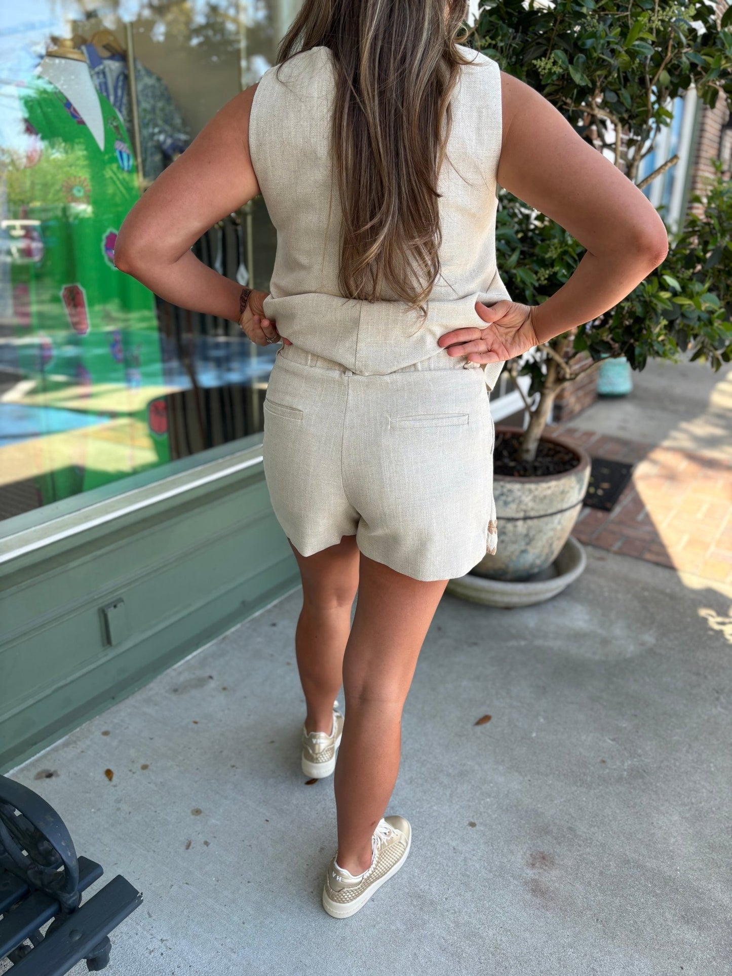 Whipstitch Crochet Embroidery Linen Wrap Skort - Oatmeal - KJ Clothier