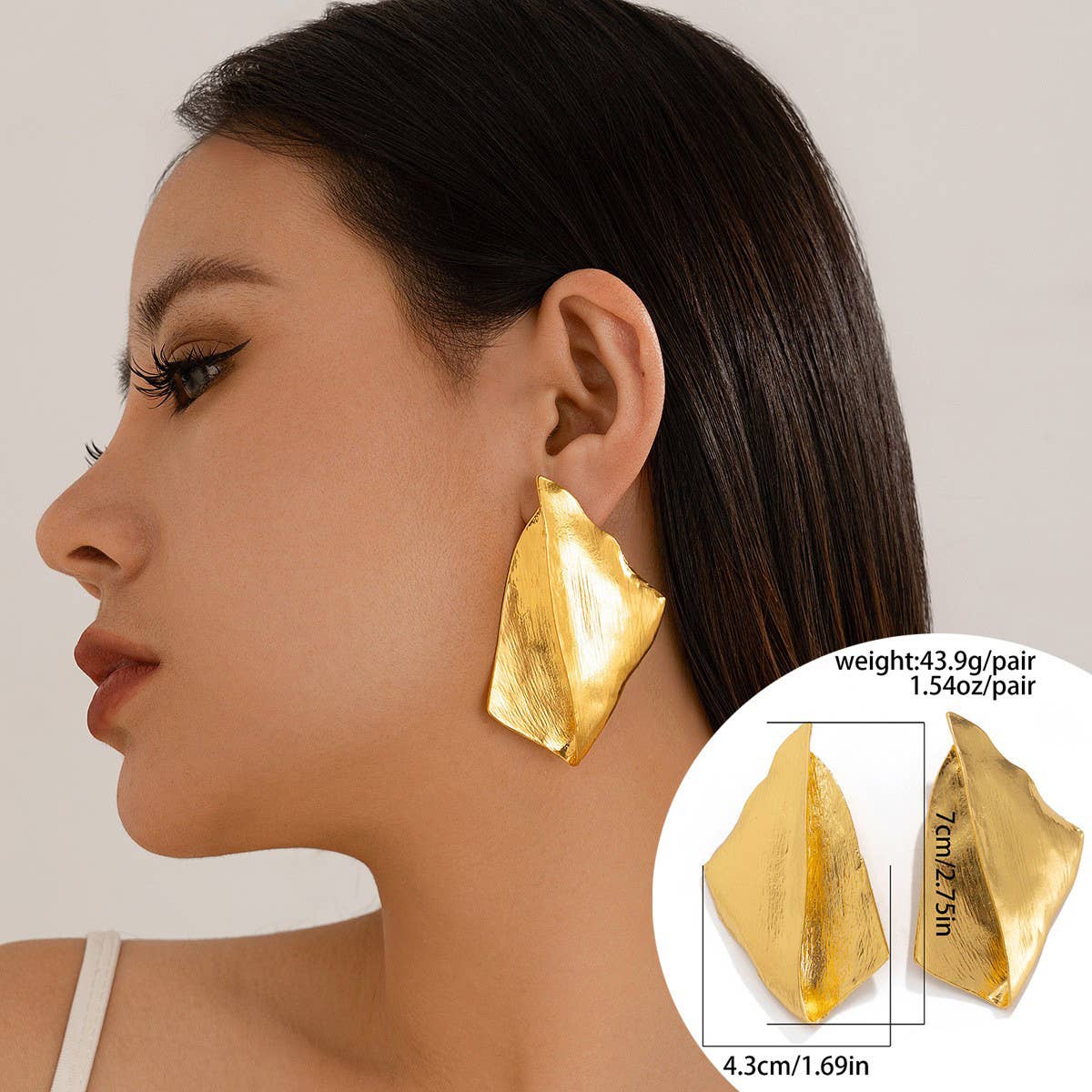 Wrinkle Earrings - Gold - KJ Clothier