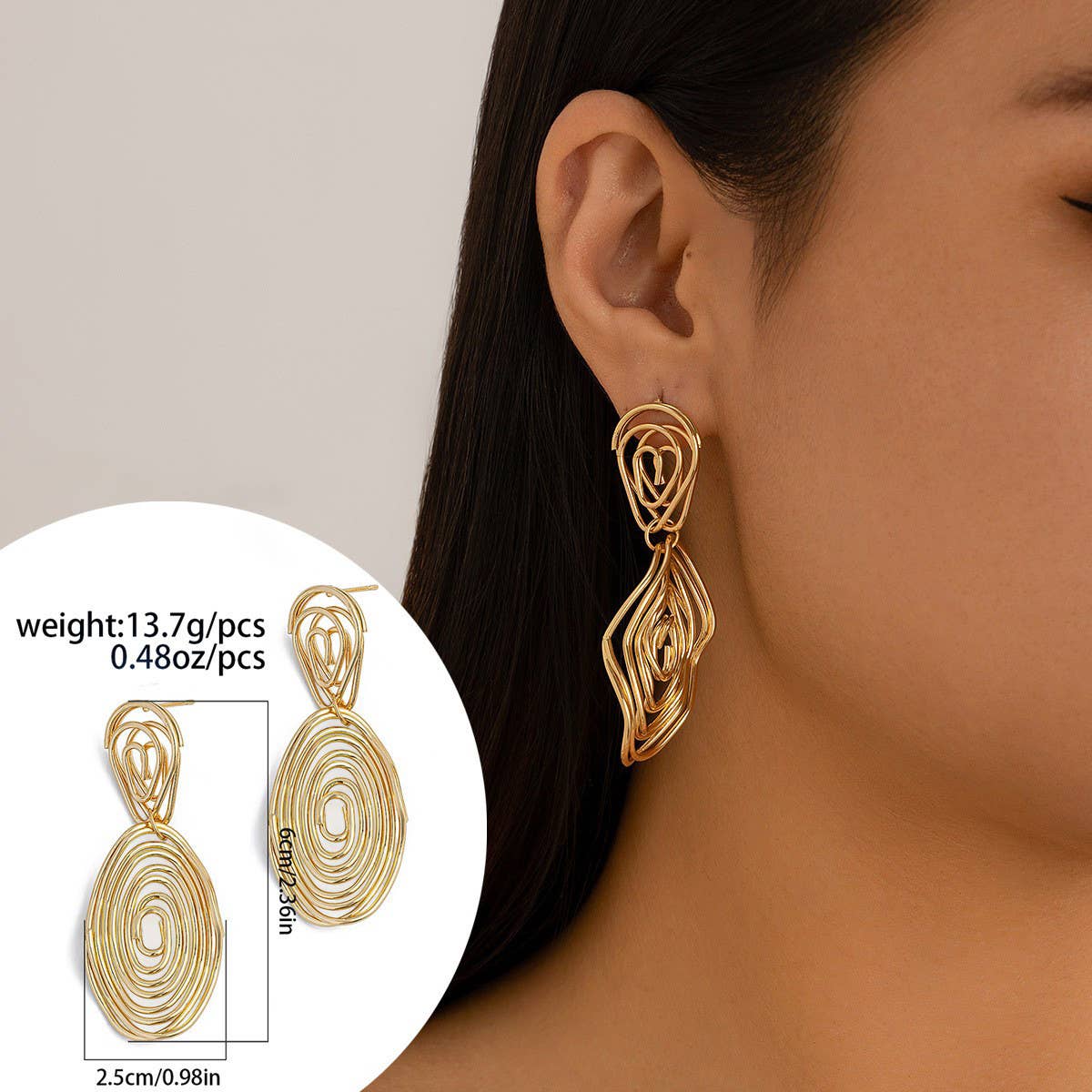 Wrinkle Earrings - Gold - KJ Clothier