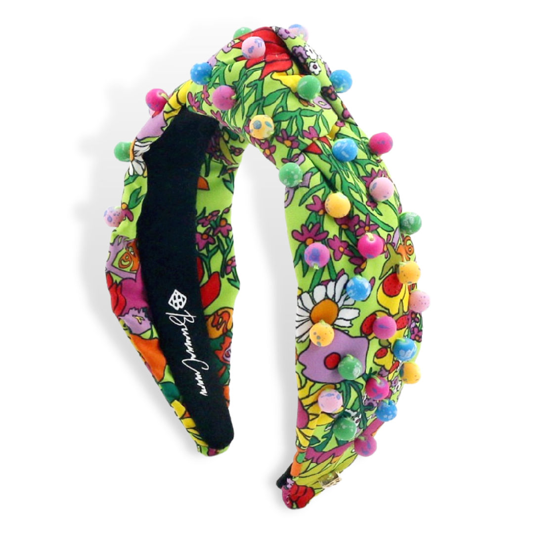 Brianna Cannon - Floral Headband w Splatter Painted Beads