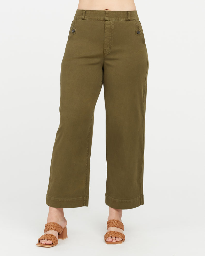 Spanx Green Stretch Twill Ankle Cargo Pants L 