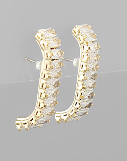 Baguette Crystal Curve Earrings