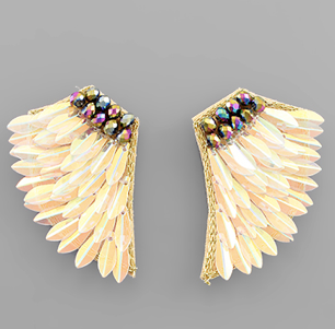 Glass Bead & Wing Earring