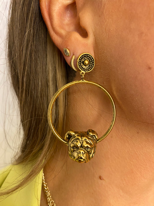 Bulldog Circle Front Earrings