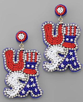 USA Flag Bead Earrings