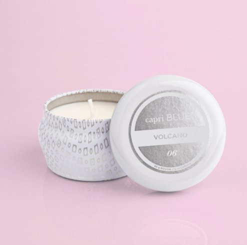 Capri Blue - White Printed Mini Tin, 3oz - Volcano - KJ Clothier