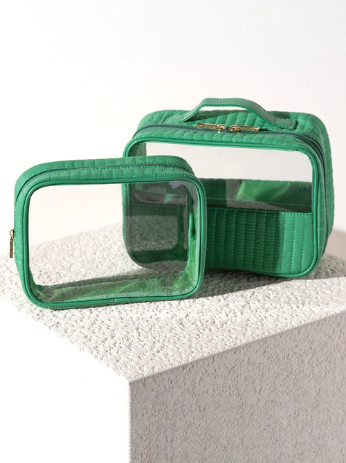 Shira Leah - Ezra Quilted Nylon Set of 2 Cosmetic Bag - Green