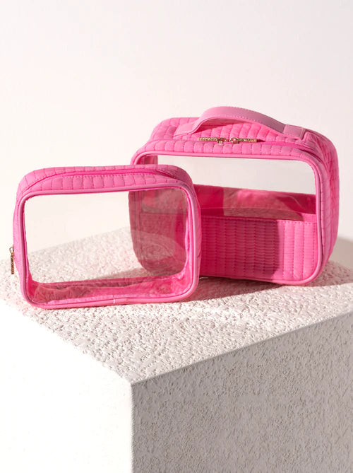 Shira Leah - Ezra Quilted Nylon Set of 2 Cosmetic Bag - Pink