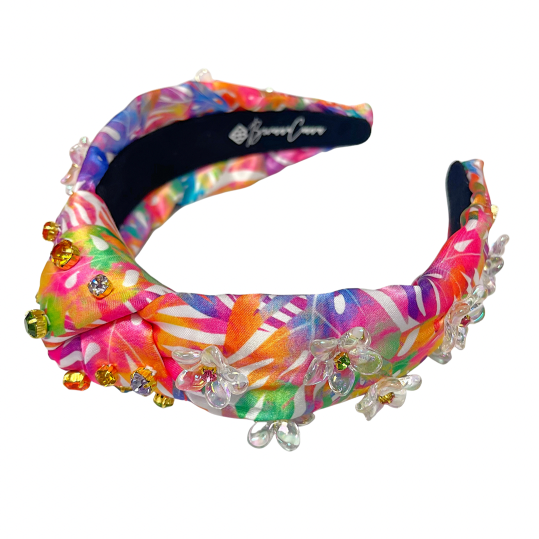Brianna Cannon - Rainbow Palm Flower Headband with Crystals