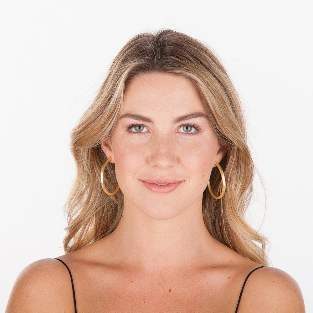 Sheila Fall - Small Everybody's Favorite Hoop Earring - Brushed Gold - KJ Clothier