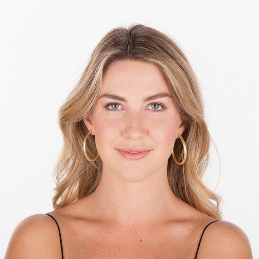 Sheila Fall - Small Everybody's Favorite Hoop Earring - Brushed Gold - KJ Clothier